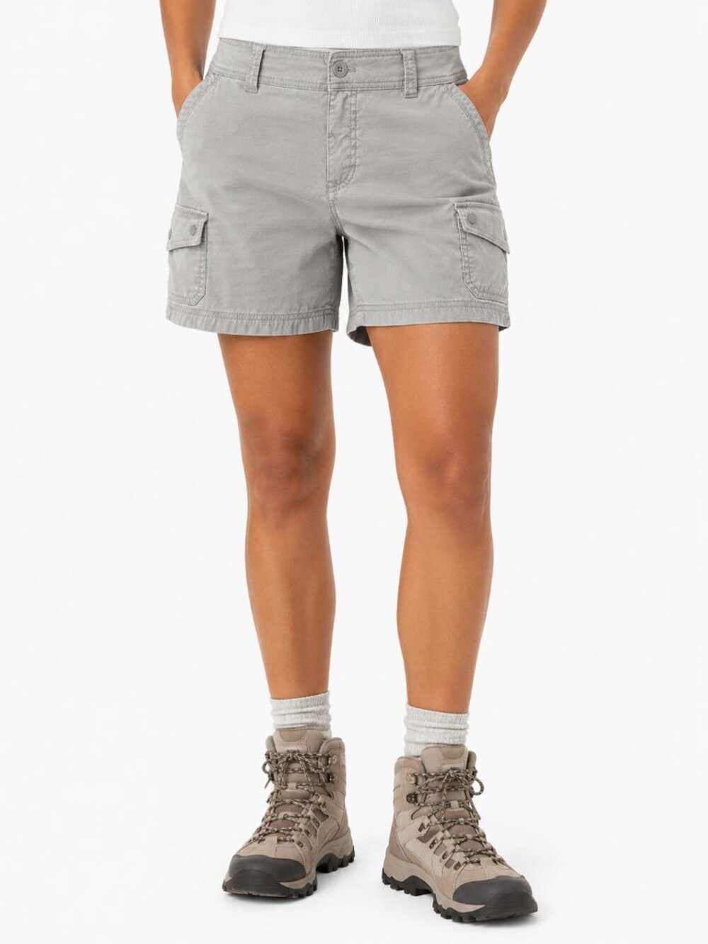Eddie Bauer Women's Light Gray Cargo Shorts Outdoor Hiking Utility Size 8